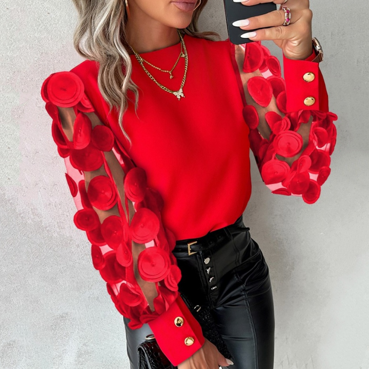 Elise - Glamorous Mesh Sleeve Top