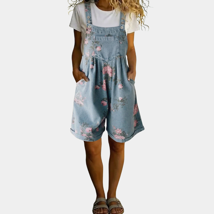 Judy | Vintage Floral Denim Dungarees