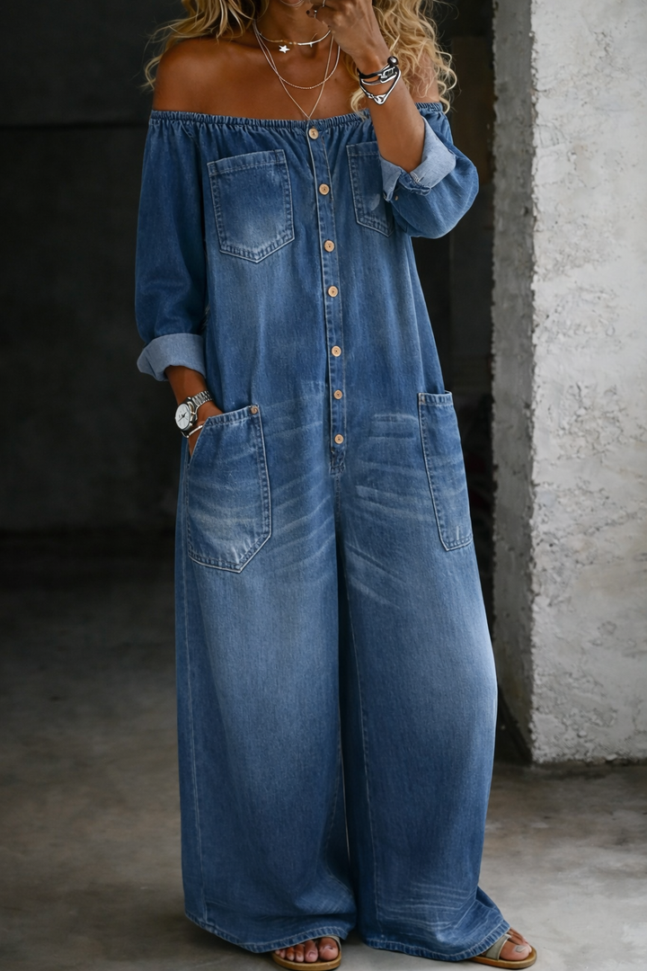 Elena | Long-Sleeved Jumpsuit with Off-the-Shoulder Design