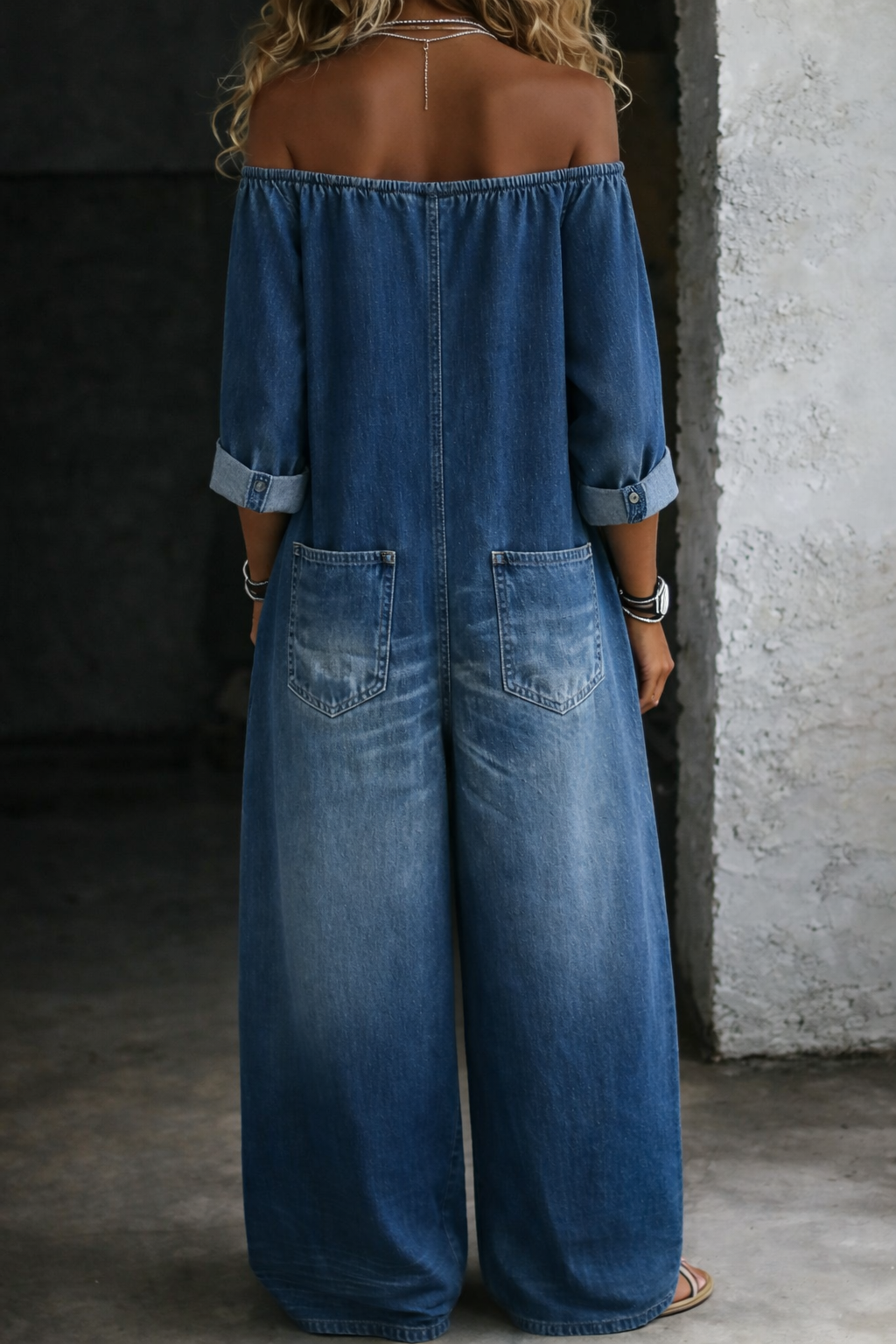 Elena | Long-Sleeved Jumpsuit with Off-the-Shoulder Design