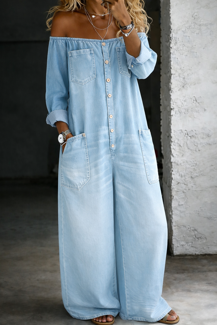Elena | Long-Sleeved Jumpsuit with Off-the-Shoulder Design