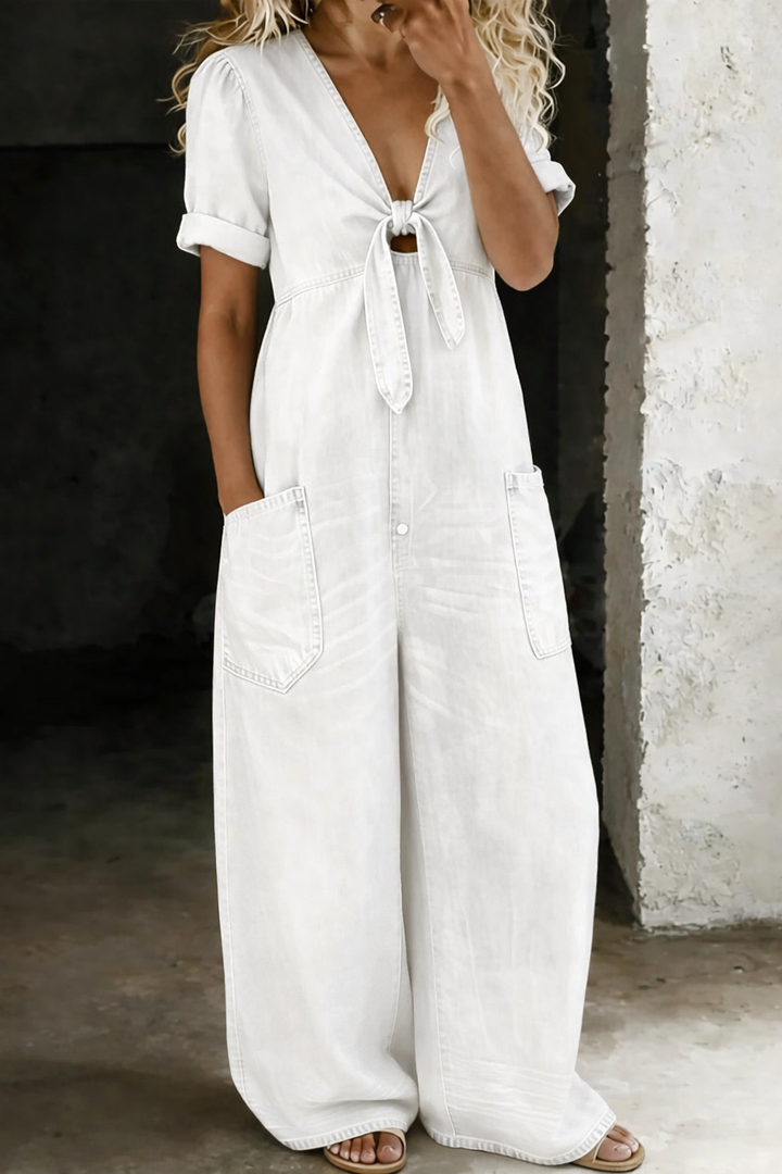 Maya | Short-Sleeved Jumpsuit with V-Neck