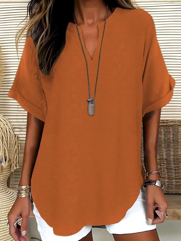 Genneva – Casual Plain Short Sleeve Blouse