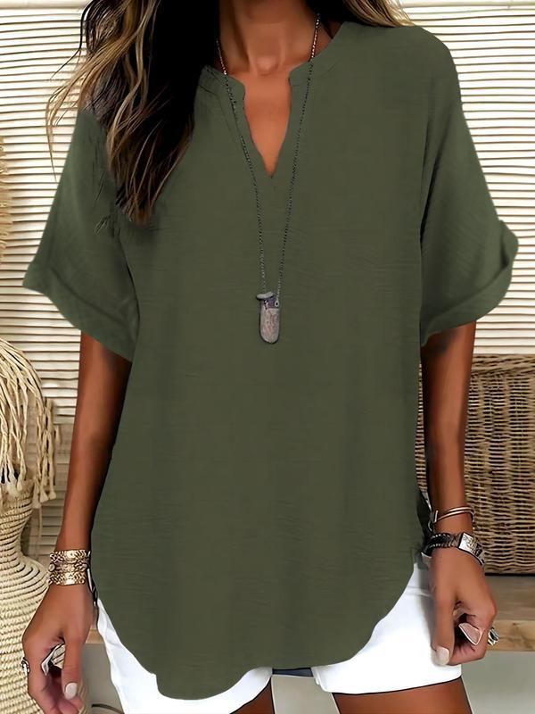 Genneva – Casual Plain Short Sleeve Blouse