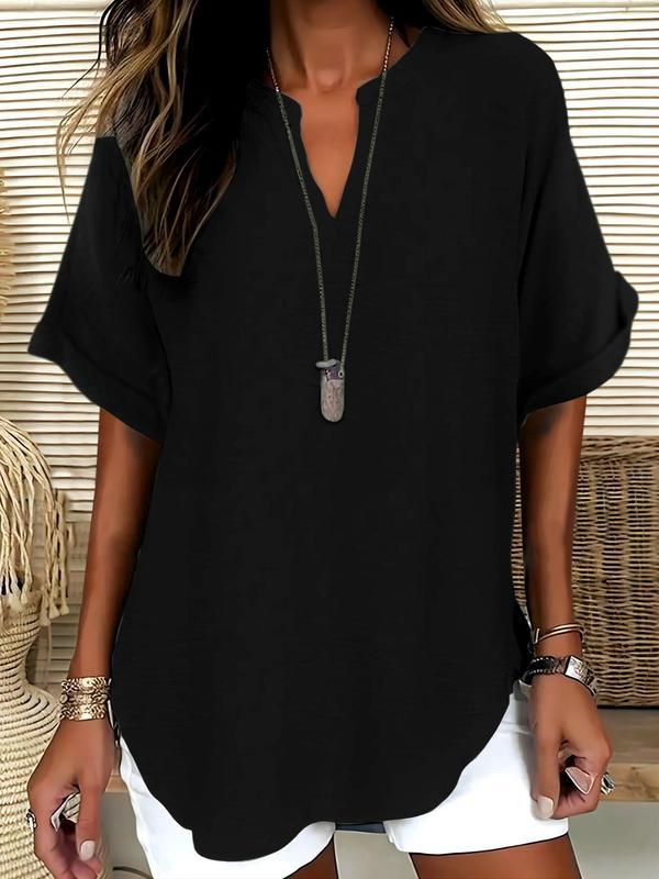 Genneva – Casual Plain Short Sleeve Blouse