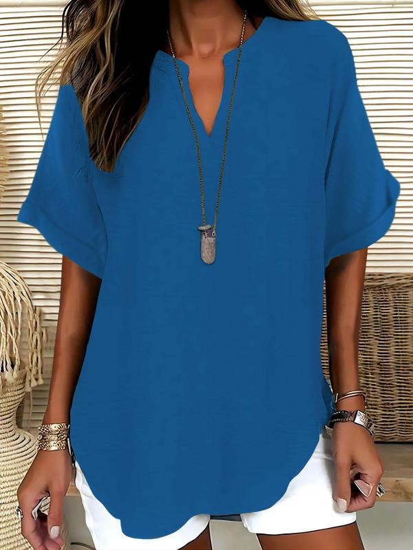 Genneva – Casual Plain Short Sleeve Blouse