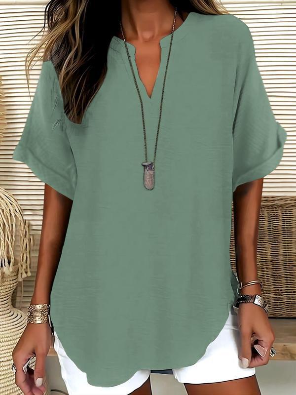 Genneva – Casual Plain Short Sleeve Blouse