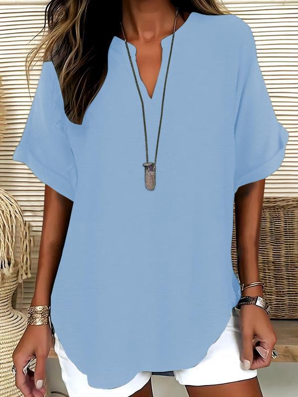 Genneva – Casual Plain Short Sleeve Blouse