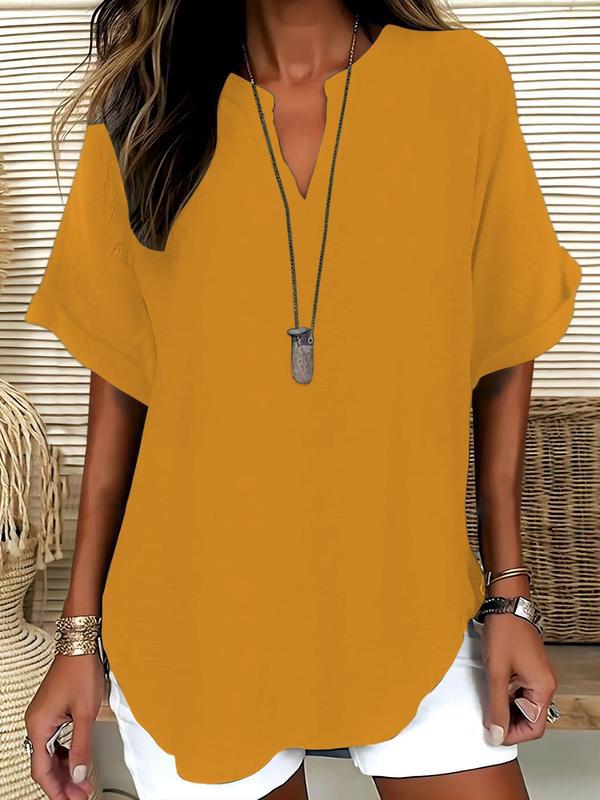 Genneva – Casual Plain Short Sleeve Blouse