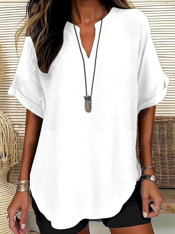 Genneva – Casual Plain Short Sleeve Blouse