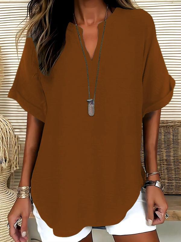 Genneva – Casual Plain Short Sleeve Blouse