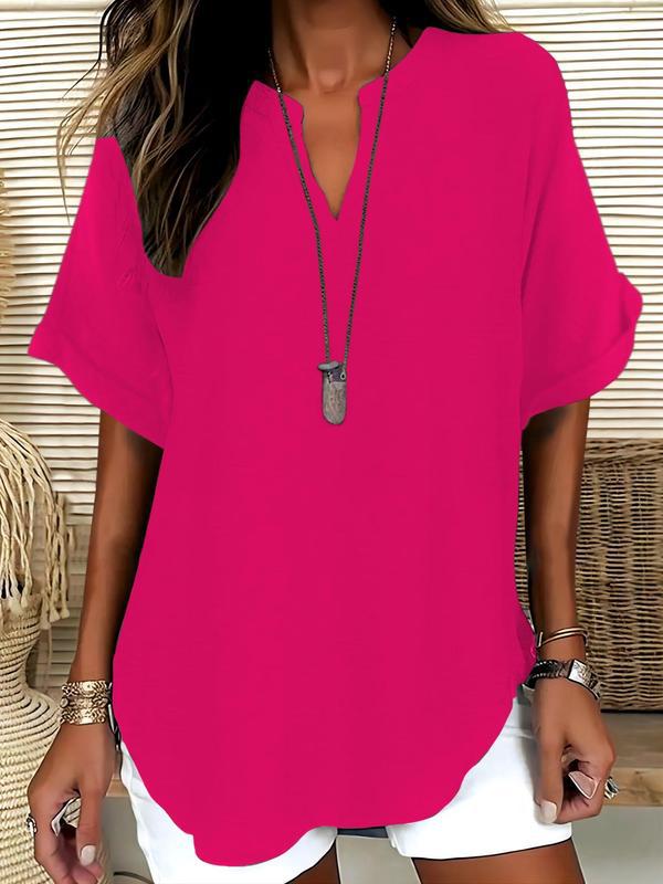 Genneva – Casual Plain Short Sleeve Blouse
