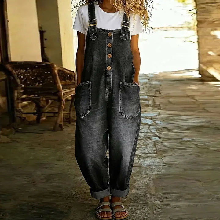 Mae | Soft Vintage Denim Dungarees with Adjustable Straps