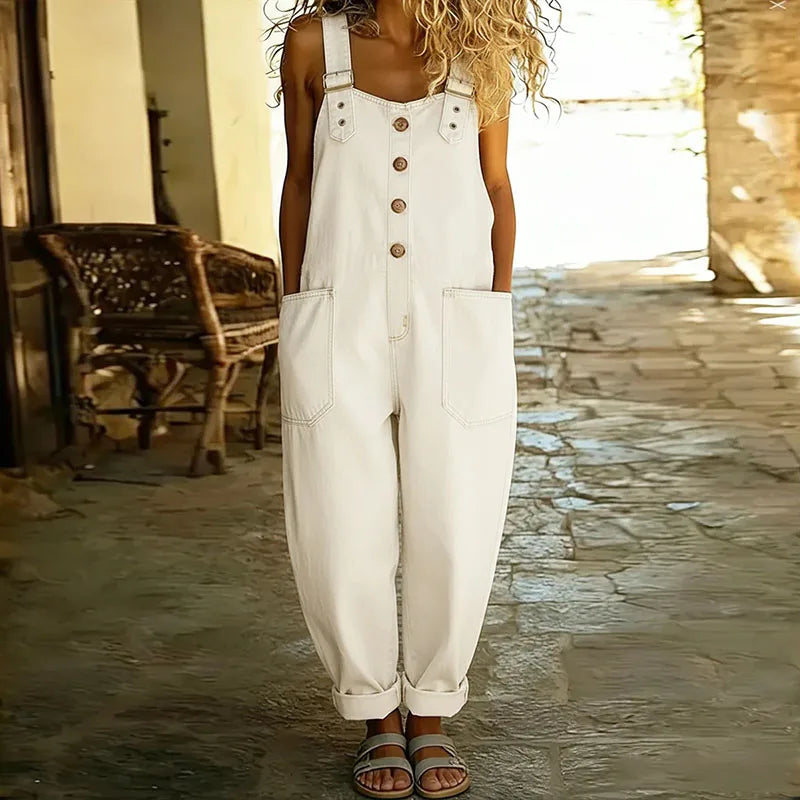 Mae | Soft Vintage Denim Dungarees with Adjustable Straps
