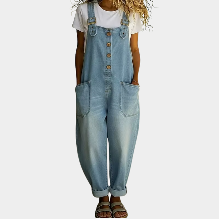 Mae | Soft Vintage Denim Dungarees with Adjustable Straps