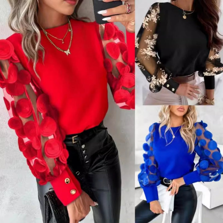 Elise - Glamorous Mesh Sleeve Top
