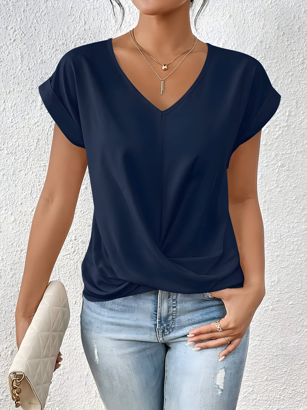 Meika – Classic Twist Detail V-Neck Top