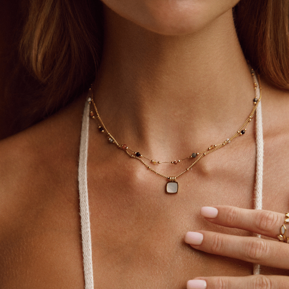 Lulu Beaded Stone Necklace