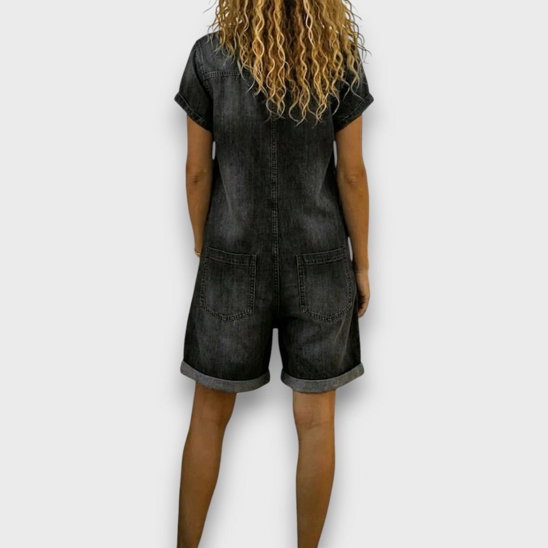 Joan | Vintage Denim Cotton Short Dungarees