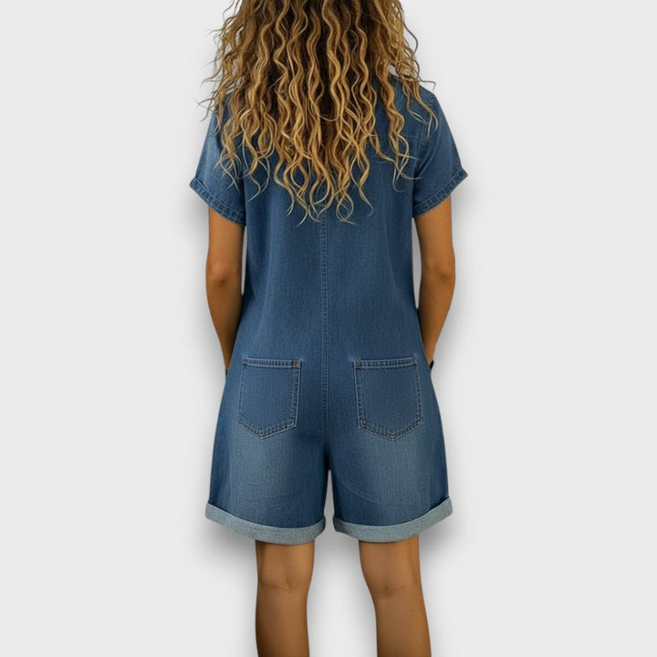 Joan | Vintage Denim Cotton Short Dungarees
