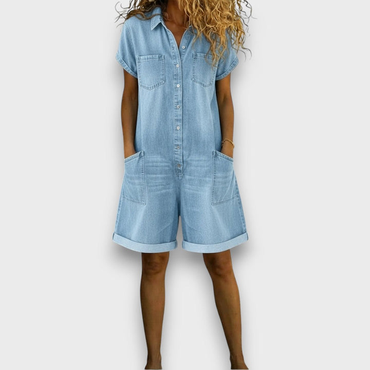 Joan | Vintage Denim Cotton Short Dungarees