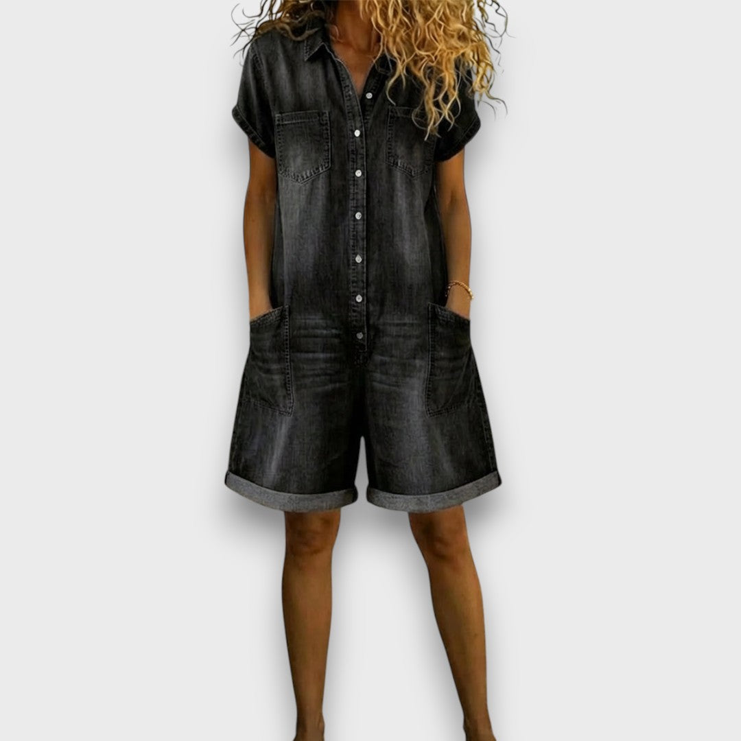 Joan | Vintage Denim Cotton Short Dungarees