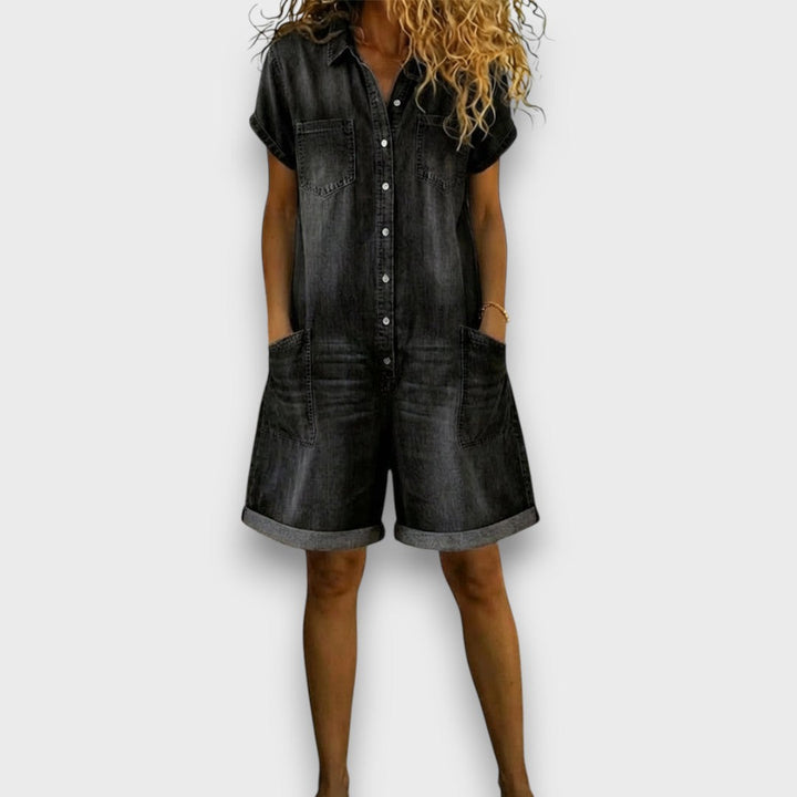 Joan | Vintage Denim Cotton Short Dungarees