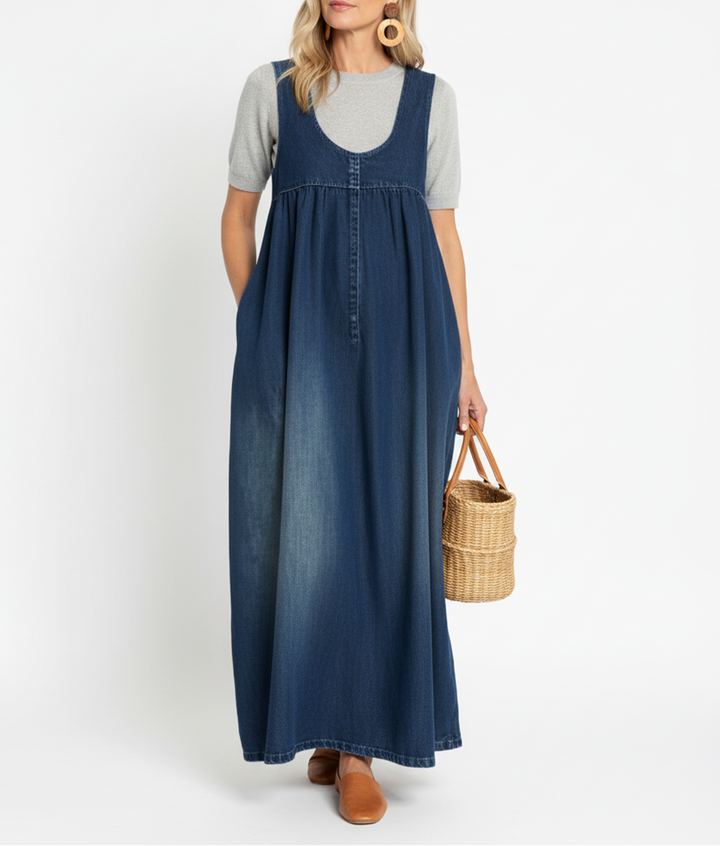 Karen | Vintage Soft Washed Denim Maxi Dress