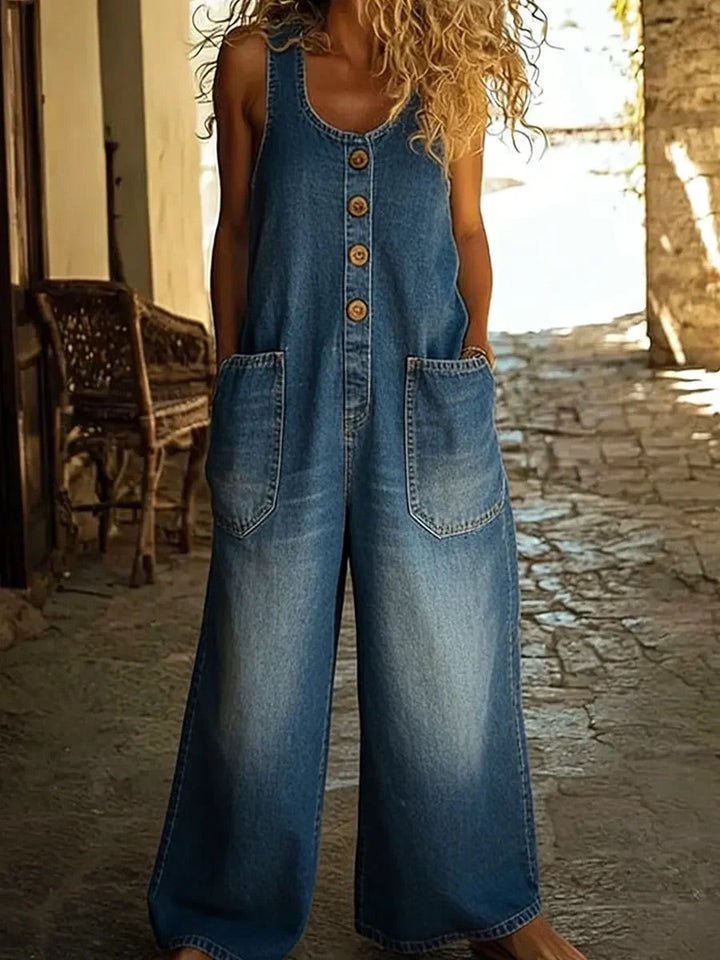 Ruth | Vintage Washed Denim Dungarees